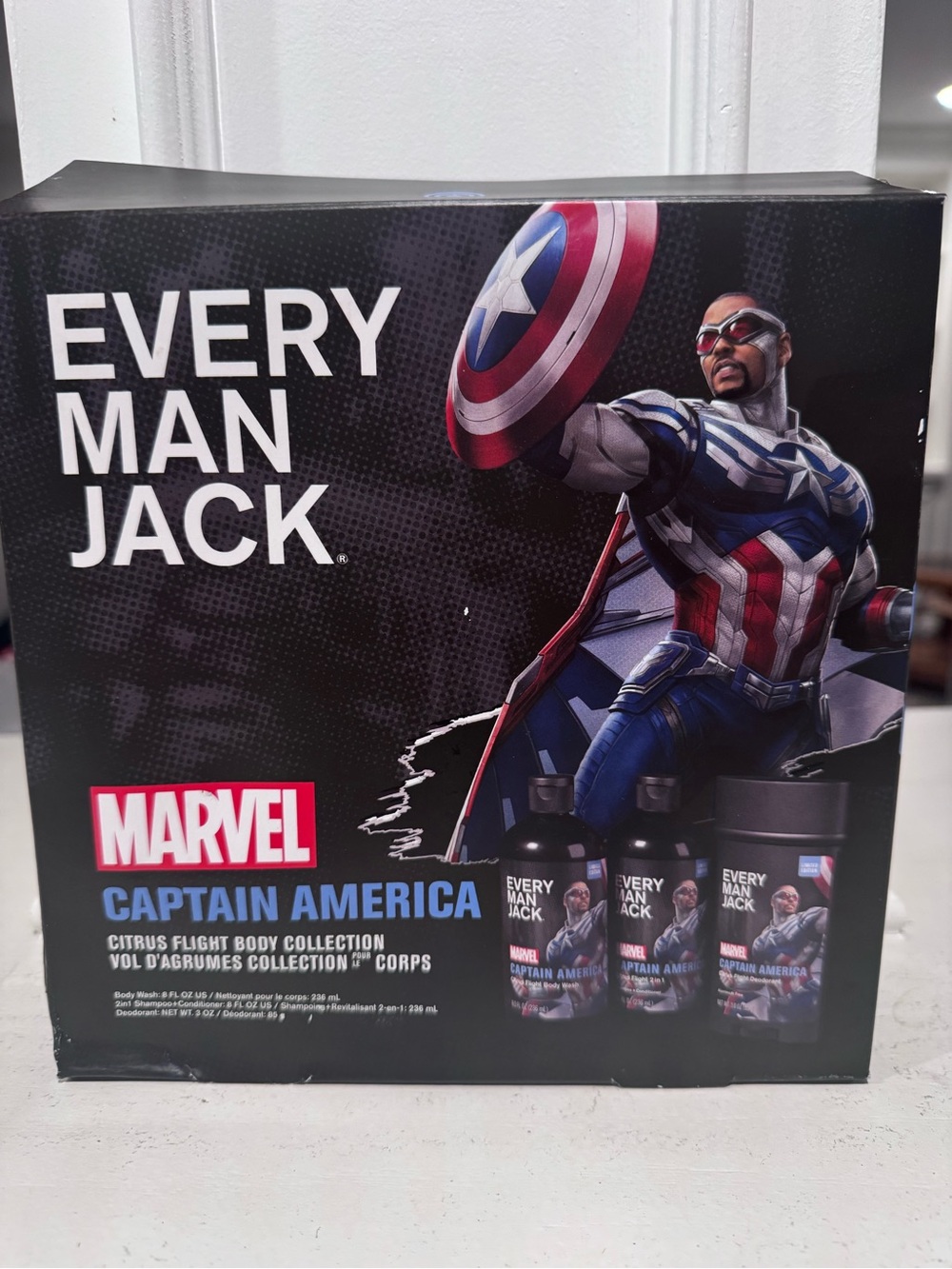 Every Man Jack Marvel Captain America Citrus Flight body collection NWT